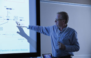 Professor Simon Heales, Head of Laboratory Services at GOSH, speaking at MLD Support Association UK Conference